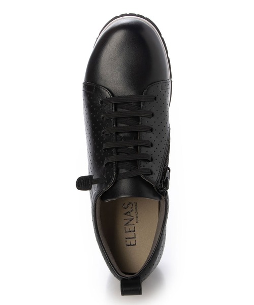 enchanted(エンチャンテッド)の「本革サイドジップエラスティックレースウェッジスニーカー(スニーカー・レディース・ホワイト/ブラック・24/23.5/23/22.5/25/24.5)」の5枚目の写真