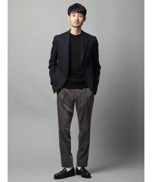 SUIT SQUARE(スーツスクエア)の「モックネックニット 長袖 ウォッシャブル ビエラヤーン 無地(ニット/セーター・メンズ・ブラック・S/M/L/LL)」の2枚目の写真