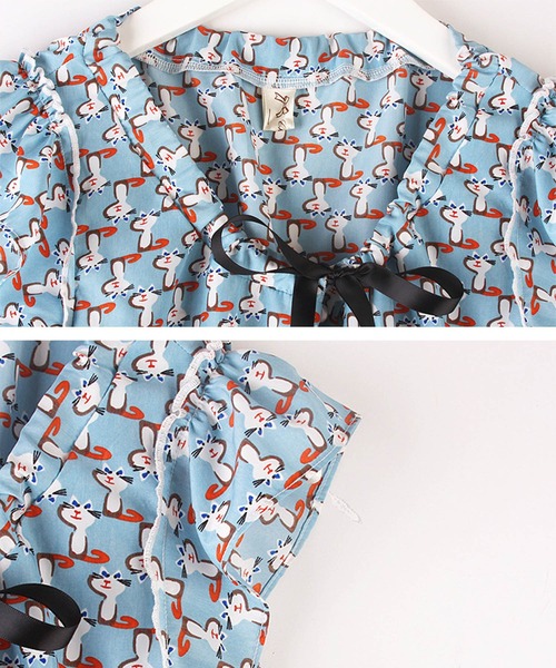 OSYAREVO（オシャレボ）の「ペプラム トップス ブラウス 猫（シャツ/ブラウス・レディース・ブルー・MEDIUM/SMALL）」の8枚目の写真