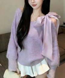 Riff（リフ）の「オープンショルダーリボンニット（ニット/セーター）」