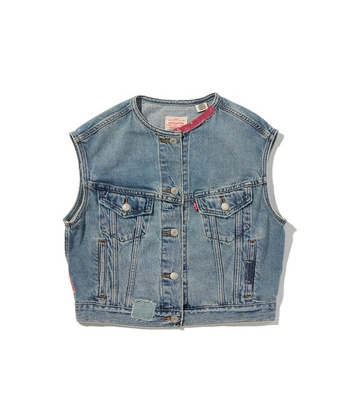 Levi's(リーバイス)の「Levi's/リーバイス 501(R) DAY SPECIAL COLLECTION ノーカラー SHRUNKEN 90S ベスト(ベスト・レディース・インディゴブルー・S/M/XS)」の4枚目の写真