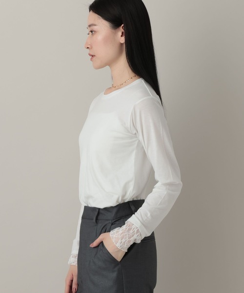 A part by（アパートバイ）の「レースレイヤードスリーブ_長袖（Tシャツ/カットソー・レディース・オフホワイト/ライトブルー/ブラック・FREE）」の5枚目の写真