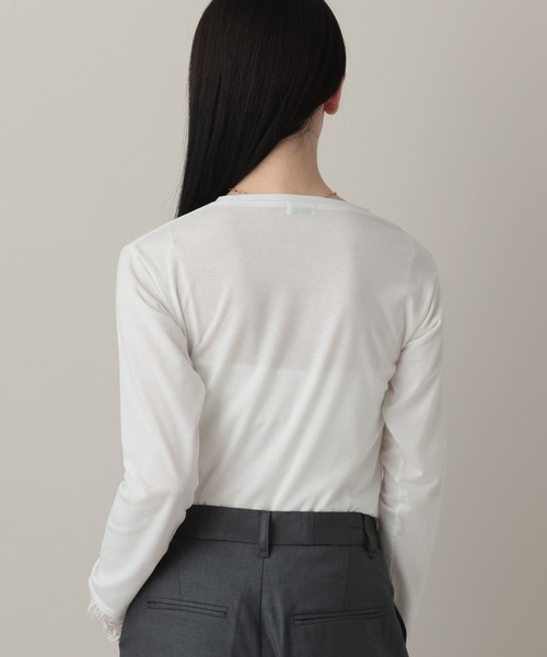A part by（アパートバイ）の「レースレイヤードスリーブ_長袖（Tシャツ/カットソー・レディース・オフホワイト/ライトブルー/ブラック・FREE）」の6枚目の写真