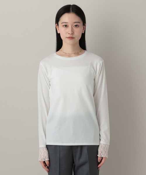 A part by（アパートバイ）の「レースレイヤードスリーブ_長袖（Tシャツ/カットソー・レディース・オフホワイト/ライトブルー/ブラック・FREE）」の7枚目の写真