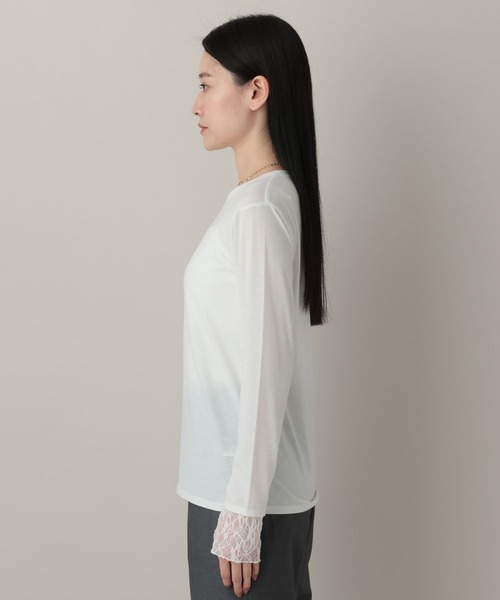 A part by（アパートバイ）の「レースレイヤードスリーブ_長袖（Tシャツ/カットソー・レディース・オフホワイト/ライトブルー/ブラック・FREE）」の8枚目の写真