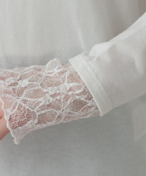 A part by（アパートバイ）の「レースレイヤードスリーブ_長袖（Tシャツ/カットソー・レディース・オフホワイト/ライトブルー/ブラック・FREE）」の14枚目の写真