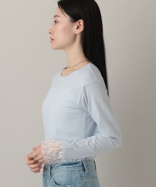 A part by（アパートバイ）の「レースレイヤードスリーブ_長袖（Tシャツ/カットソー・レディース・オフホワイト/ライトブルー/ブラック・FREE）」の17枚目の写真