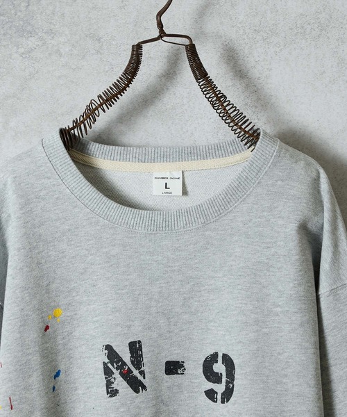 NUMBER (N)INE（ナンバーナイン）の「HAND PAINTED N-9 PRINTED CLASSIC CREWNECK SWEATSHIRT / ハンドペイント エヌナイン ロゴプリント クラシック クルーネック スウェットシャツ（スウェット・メンズ・グレー/グレー系その他2・M/XL/L）」の4枚目の写真