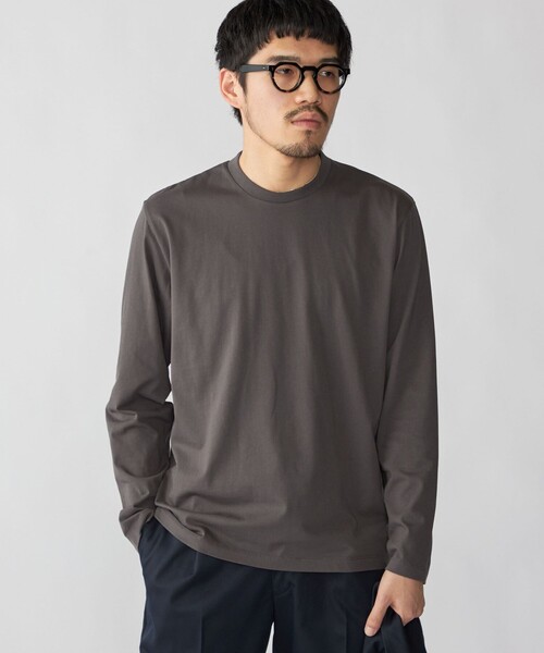 SHIPS(シップス)の「【WEB限定】SHIPS:〈手洗い可能/抗菌/防臭〉シルケット ビズ クルーネック ロングスリーブ(Tシャツ/カットソー・メンズ・ホワイト/ブラック/チャコールグレー・SMALL/X-LARGE/LARGE/MEDIUM)」の9枚目の写真