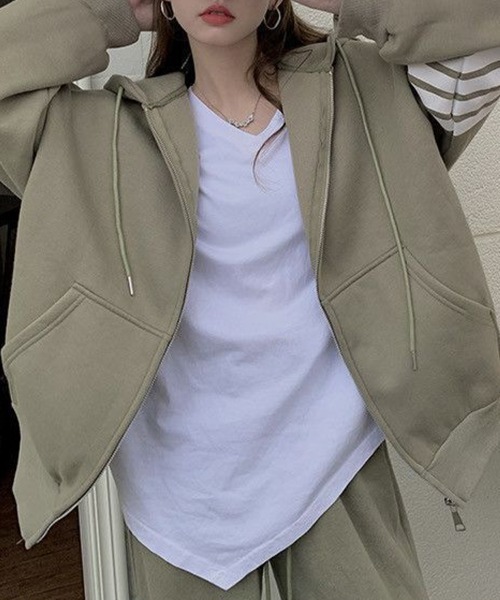 Flugge(フラッジー)の「ラインジップパーカーセットアップ(パーカー・レディース・グリーン・LARGE/MEDIUM)」の7枚目の写真