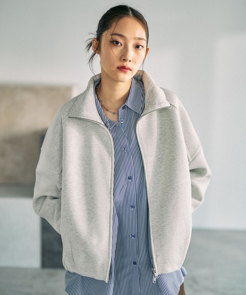 LEPSIM（レプシィム）の「パフエアZIPカーディガン　645411（カーディガン/ボレロ・レディース・チャコールグレー/グレー/オフホワイト・FREE）」の2枚目の写真