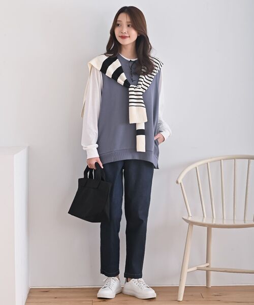 rps(アールピーエス)の「ストレッチデニムテーパードパンツ(デニムパンツ・レディース・ネイビー/ブルー・L/M)」の9枚目の写真