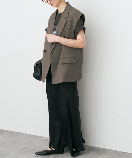 Spick & Span（スピックアンドスパン）の「エアリーブレンドダブルブレストジレ（その他アウター・レディース・ベージュ/ブラウン・38/36）」の9枚目の写真