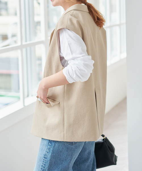 Spick & Span（スピックアンドスパン）の「エアリーブレンドダブルブレストジレ（その他アウター・レディース・ベージュ/ブラウン・38/36）」の14枚目の写真