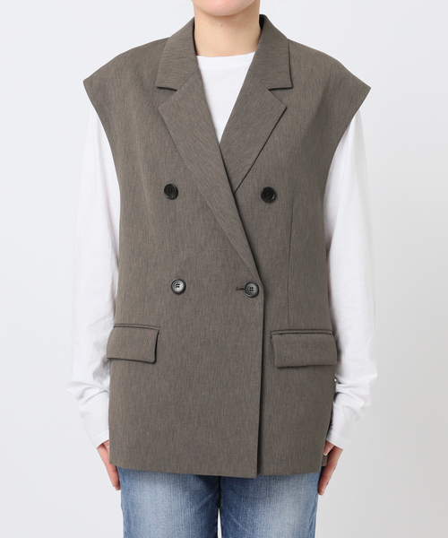 Spick & Span（スピックアンドスパン）の「エアリーブレンドダブルブレストジレ（その他アウター・レディース・ベージュ/ブラウン・38/36）」の18枚目の写真