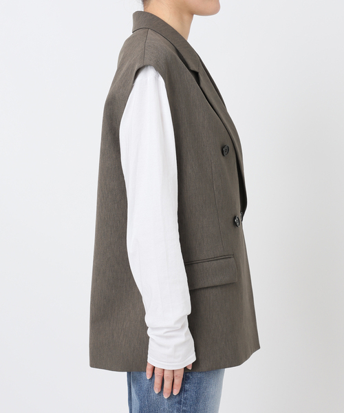 Spick & Span（スピックアンドスパン）の「エアリーブレンドダブルブレストジレ（その他アウター・レディース・ベージュ/ブラウン・38/36）」の21枚目の写真