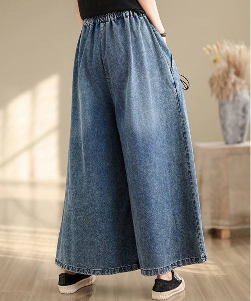 &soiree(アンドソワレ)の「レースアップワイドデニムパンツ(デニムパンツ・レディース・ブルー・X-LARGE/LARGE/MEDIUM)」の5枚目の写真