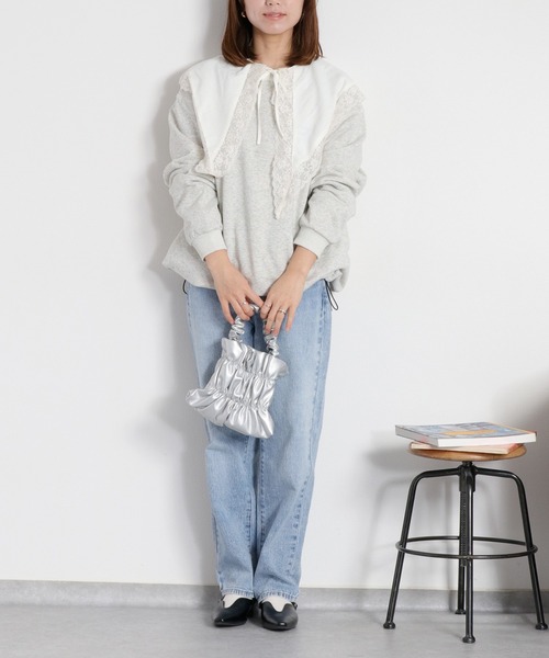 cepo（セポ）の「サイドドロストカラーネップ裏毛スウェットプルオーバー（スウェット・レディース・グレー/オフホワイト・M）」の22枚目の写真