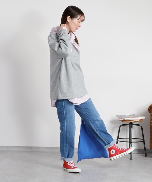 cepo（セポ）の「サイドドロストカラーネップ裏毛スウェットプルオーバー（スウェット・レディース・グレー/オフホワイト・M）」の7枚目の写真