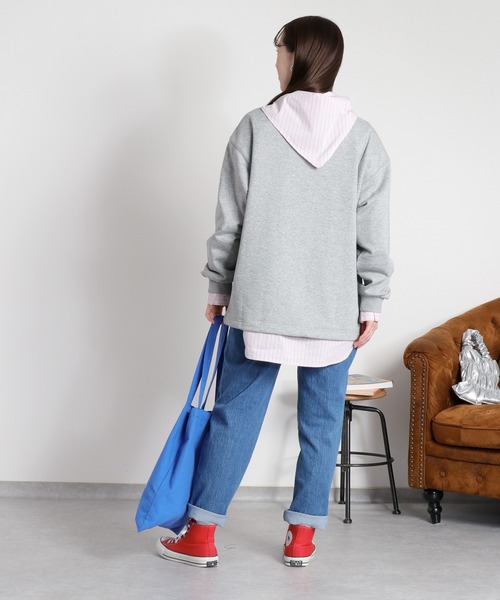 cepo（セポ）の「サイドドロストカラーネップ裏毛スウェットプルオーバー（スウェット・レディース・グレー/オフホワイト・M）」の6枚目の写真