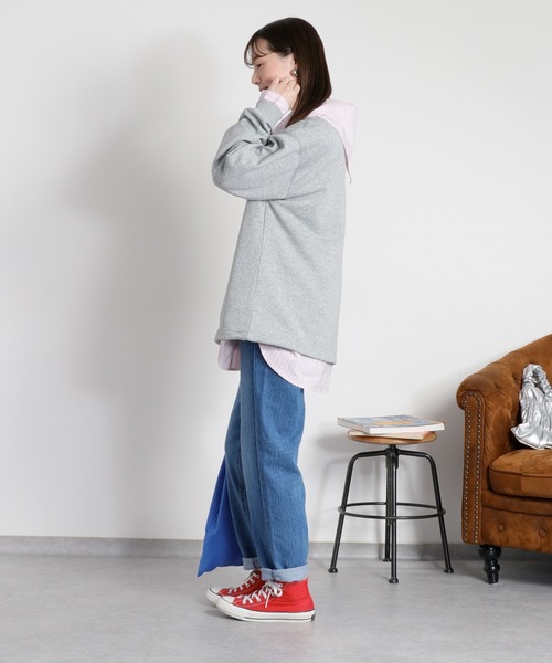 cepo（セポ）の「サイドドロストカラーネップ裏毛スウェットプルオーバー（スウェット・レディース・グレー/オフホワイト・M）」の5枚目の写真