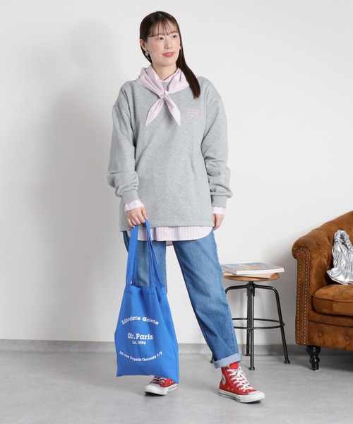 cepo（セポ）の「サイドドロストカラーネップ裏毛スウェットプルオーバー（スウェット・レディース・グレー/オフホワイト・M）」の8枚目の写真