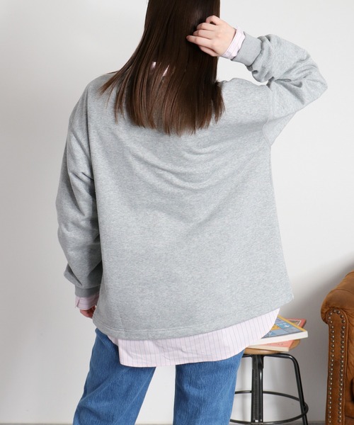 cepo（セポ）の「サイドドロストカラーネップ裏毛スウェットプルオーバー（スウェット・レディース・グレー/オフホワイト・M）」の12枚目の写真