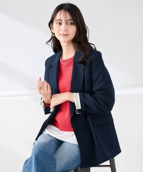 a.v.v(アーヴェヴェ)の「【洗える】ダブルブレストジャケット(テーラードジャケット・レディース・ライトグレー/ネイビー/ベージュ・36/40/38)」の6枚目の写真