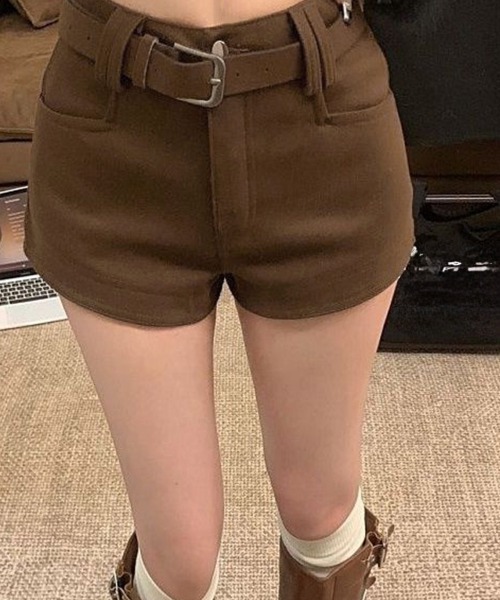 Miniministore(ミニミニストア)の「ウール風ショートパンツハイウエスト短パン(デニムパンツ・レディース・ダークグレー/ブラック/ブラウン・M/S/L)」の6枚目の写真