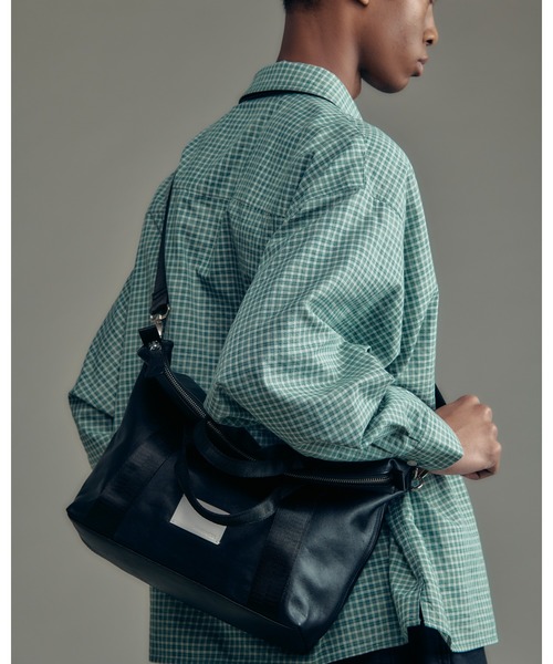 【ADAMPATEK】water repellent leather medium 2way tote bag　撥水レザー2wayトートバッグ
