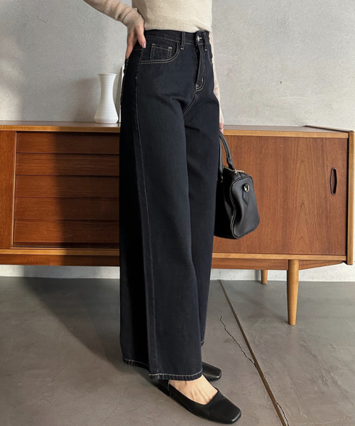 Eclat one（エクラワン）の「【Eclat one】ワイドシルエット ストレート デニム（デニムパンツ・レディース・ブルー/ネイビー・M/S）」の8枚目の写真