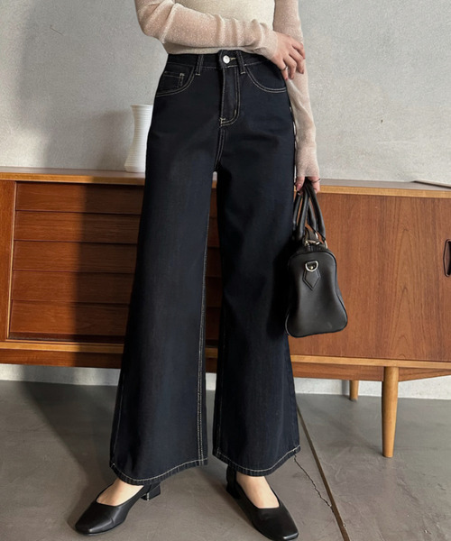 Eclat one（エクラワン）の「【Eclat one】ワイドシルエット ストレート デニム（デニムパンツ・レディース・ブルー/ネイビー・M/S）」の10枚目の写真