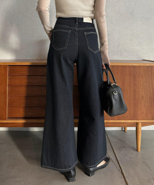 Eclat one（エクラワン）の「【Eclat one】ワイドシルエット ストレート デニム（デニムパンツ・レディース・ブルー/ネイビー・M/S）」の11枚目の写真