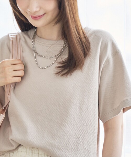 coen(コーエン)の「【再入荷/新色登場】Feel Soft / フィールソフト 接結 半袖Tシャツ(Youtube紹介アイテム)(Tシャツ/カットソー・レディース・ブラック/ナチュラル/オフホワイト/ベージュ/ブラウン/ライトピンク・L/M)」の4枚目の写真