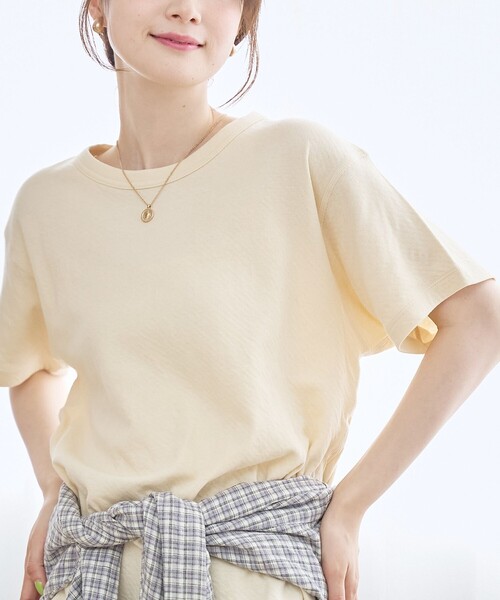 coen(コーエン)の「【再入荷/新色登場】Feel Soft / フィールソフト 接結 半袖Tシャツ(Youtube紹介アイテム)(Tシャツ/カットソー・レディース・ブラック/ナチュラル/オフホワイト/ベージュ/ブラウン/ライトピンク・L/M)」の5枚目の写真
