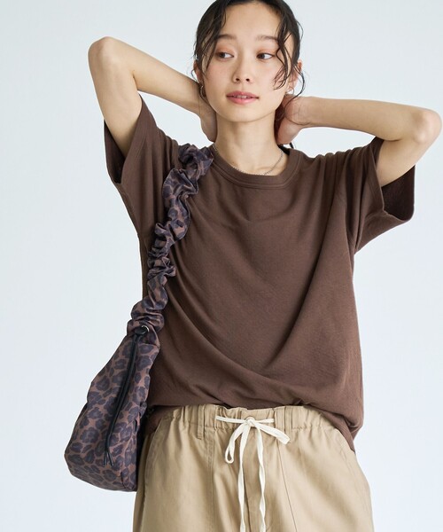 coen(コーエン)の「【再入荷/新色登場】Feel Soft / フィールソフト 接結 半袖Tシャツ(Youtube紹介アイテム)(Tシャツ/カットソー・レディース・ブラック/ナチュラル/オフホワイト/ベージュ/ブラウン/ライトピンク・L/M)」の3枚目の写真