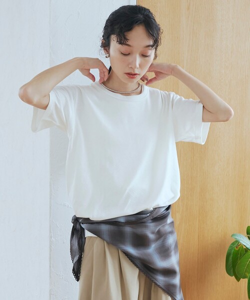 coen(コーエン)の「【再入荷/新色登場】Feel Soft / フィールソフト 接結 半袖Tシャツ(Youtube紹介アイテム)(Tシャツ/カットソー・レディース・ブラック/ナチュラル/オフホワイト/ベージュ/ブラウン/ライトピンク・L/M)」の10枚目の写真