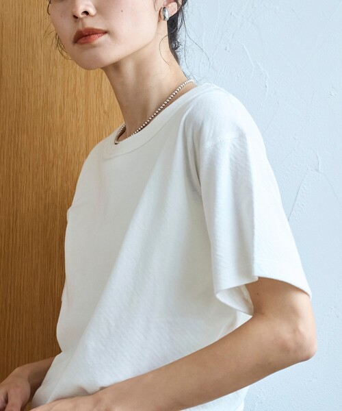 coen(コーエン)の「【再入荷/新色登場】Feel Soft / フィールソフト 接結 半袖Tシャツ(Youtube紹介アイテム)(Tシャツ/カットソー・レディース・ブラック/ナチュラル/オフホワイト/ベージュ/ブラウン/ライトピンク・L/M)」の12枚目の写真