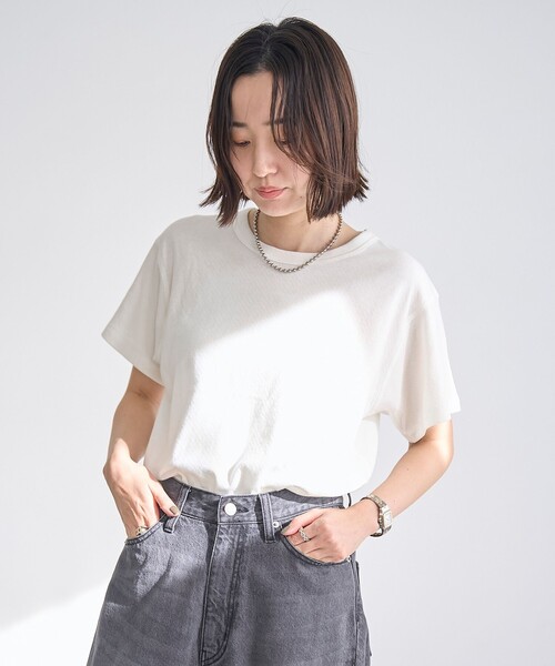 coen(コーエン)の「【再入荷/新色登場】Feel Soft / フィールソフト 接結 半袖Tシャツ(Youtube紹介アイテム)(Tシャツ/カットソー・レディース・ブラック/ナチュラル/オフホワイト/ベージュ/ブラウン/ライトピンク・L/M)」の14枚目の写真