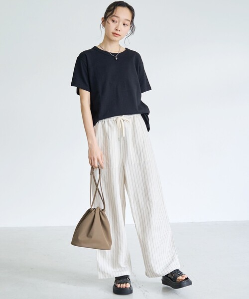 coen(コーエン)の「【再入荷/新色登場】Feel Soft / フィールソフト 接結 半袖Tシャツ(Youtube紹介アイテム)(Tシャツ/カットソー・レディース・ブラック/ナチュラル/オフホワイト/ベージュ/ブラウン/ライトピンク・L/M)」の16枚目の写真