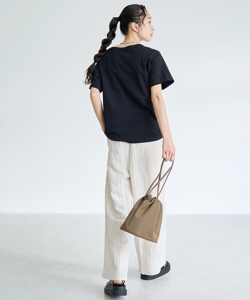 coen(コーエン)の「【再入荷/新色登場】Feel Soft / フィールソフト 接結 半袖Tシャツ(Youtube紹介アイテム)(Tシャツ/カットソー・レディース・ブラック/ナチュラル/オフホワイト/ベージュ/ブラウン/ライトピンク・L/M)」の17枚目の写真