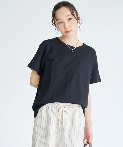 coen(コーエン)の「【再入荷/新色登場】Feel Soft / フィールソフト 接結 半袖Tシャツ(Youtube紹介アイテム)(Tシャツ/カットソー・レディース・ブラック/ナチュラル/オフホワイト/ベージュ/ブラウン/ライトピンク・L/M)」の18枚目の写真