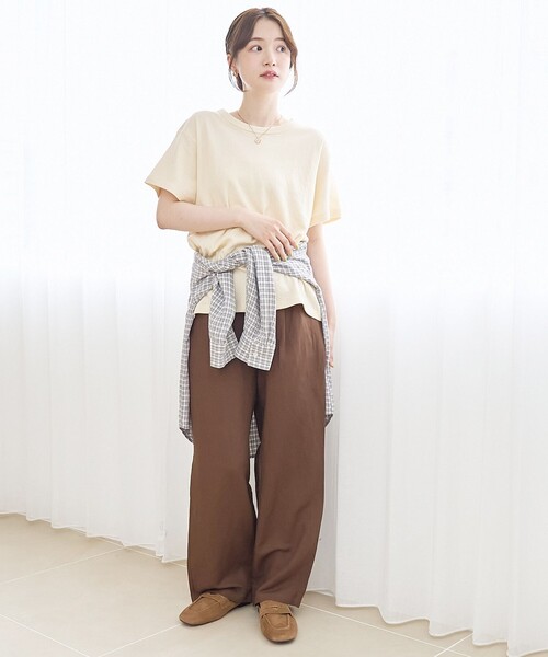 coen(コーエン)の「【再入荷/新色登場】Feel Soft / フィールソフト 接結 半袖Tシャツ(Youtube紹介アイテム)(Tシャツ/カットソー・レディース・ブラック/ナチュラル/オフホワイト/ベージュ/ブラウン/ライトピンク・L/M)」の22枚目の写真