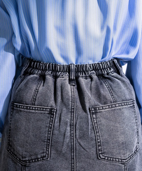 Green　Parks（グリーンパークス）の「イージーデニムマーメイドスカート（スカート・レディース・ブラック/ライトインディゴブルー・L/M）」の5枚目の写真