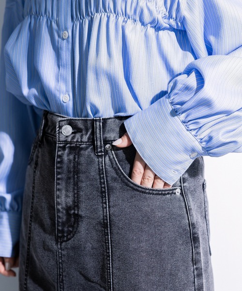 Green　Parks（グリーンパークス）の「イージーデニムマーメイドスカート（スカート・レディース・ブラック/ライトインディゴブルー・L/M）」の6枚目の写真