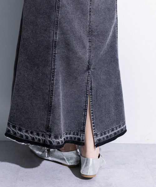 Green　Parks（グリーンパークス）の「イージーデニムマーメイドスカート（スカート・レディース・ブラック/ライトインディゴブルー・L/M）」の7枚目の写真