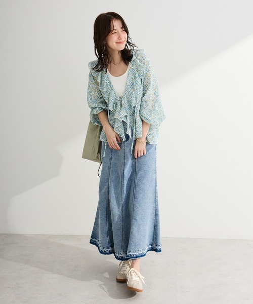 Green　Parks（グリーンパークス）の「イージーデニムマーメイドスカート（スカート・レディース・ブラック/ライトインディゴブルー・L/M）」の8枚目の写真