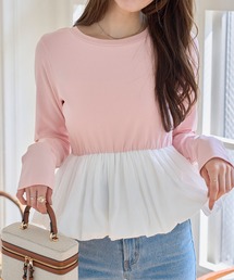 ペプラムトップス ボーダーカットソー」に該当するTシャツ/カットソー