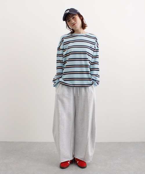 ABYS（アビス）の「ロゴ刺繍ボーダーロンT（Tシャツ/カットソー・レディース・グレー/アイボリー/ネイビー/ブルー・FREE）」の8枚目の写真