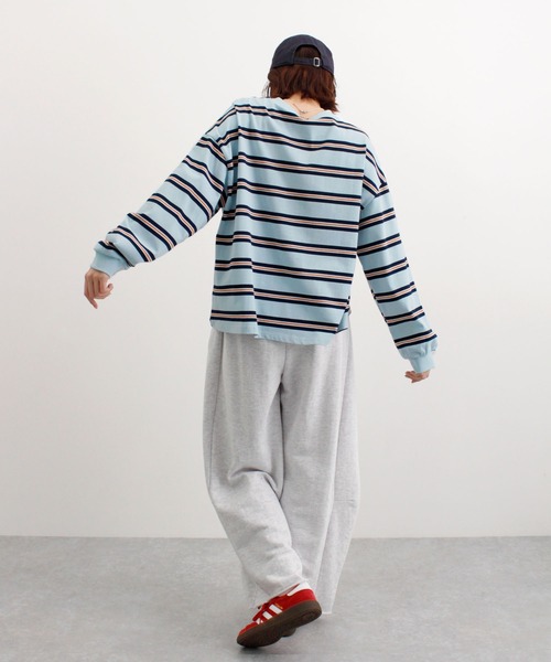 ABYS（アビス）の「ロゴ刺繍ボーダーロンT（Tシャツ/カットソー・レディース・グレー/アイボリー/ネイビー/ブルー・FREE）」の11枚目の写真